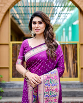 Charming Bandhej Paithani Rani Color Silk Saree